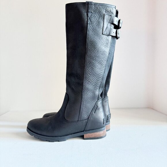 Sorel Emelie Tall Black Leather Boots 6 - Picture 3 of 11